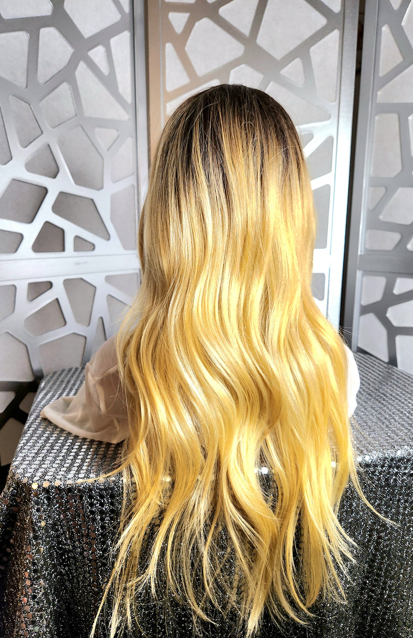 Golden Blonde Wig Lace Front Wig Wavy Blonde Wig Human Hair Blend Glueless Wig Daily wear Hair Loss Heat Safe