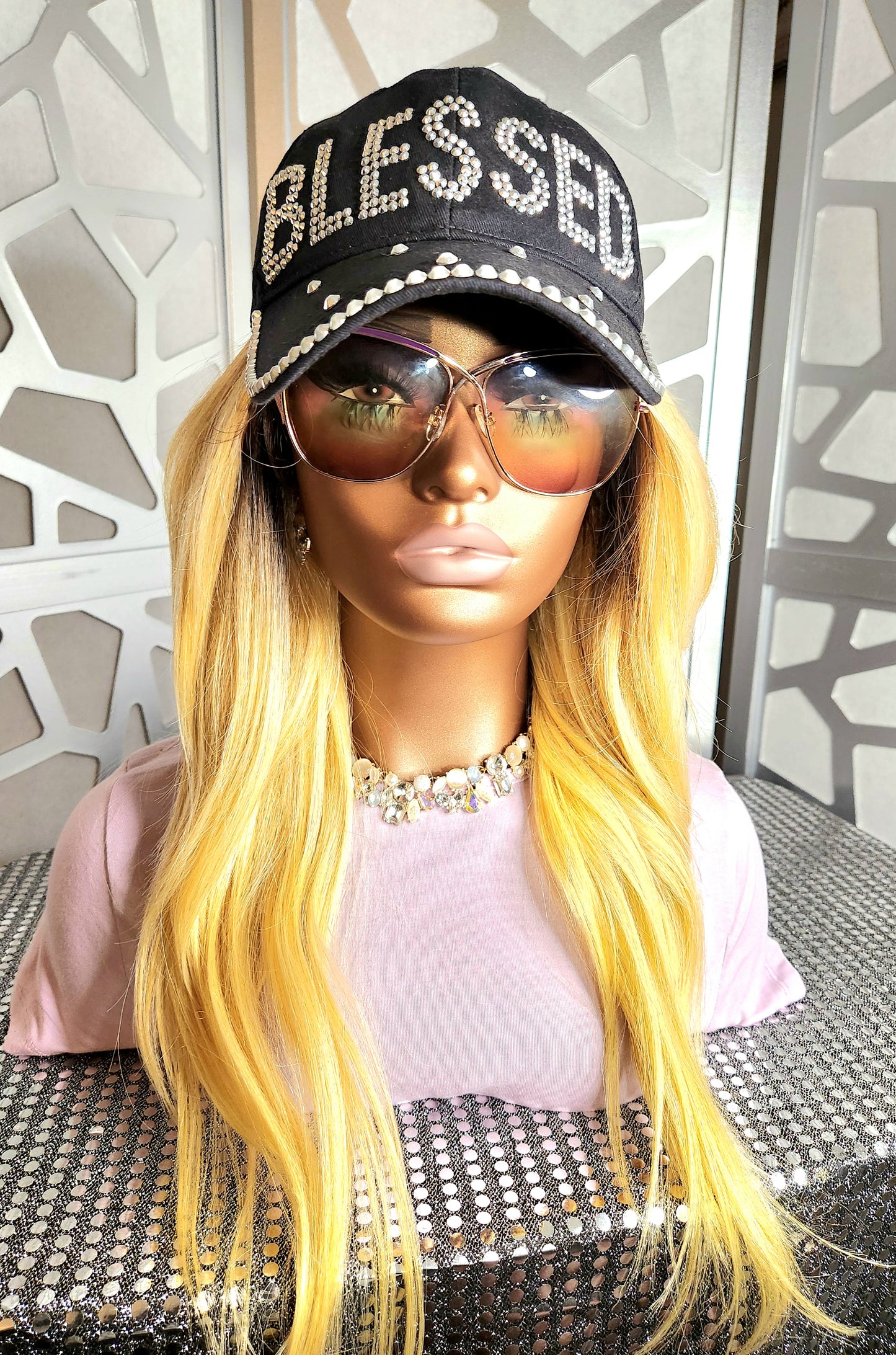 Golden Blonde Wig Lace Front Wig Wavy Blonde Wig Human Hair Blend Glueless Wig Daily wear Hair Loss Heat Safe