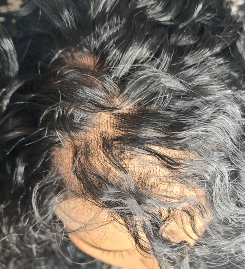 Black Curly Wig Free parting 13x4 Human Hair Blend balayage Highlights Auburn Glueless Heat Safe