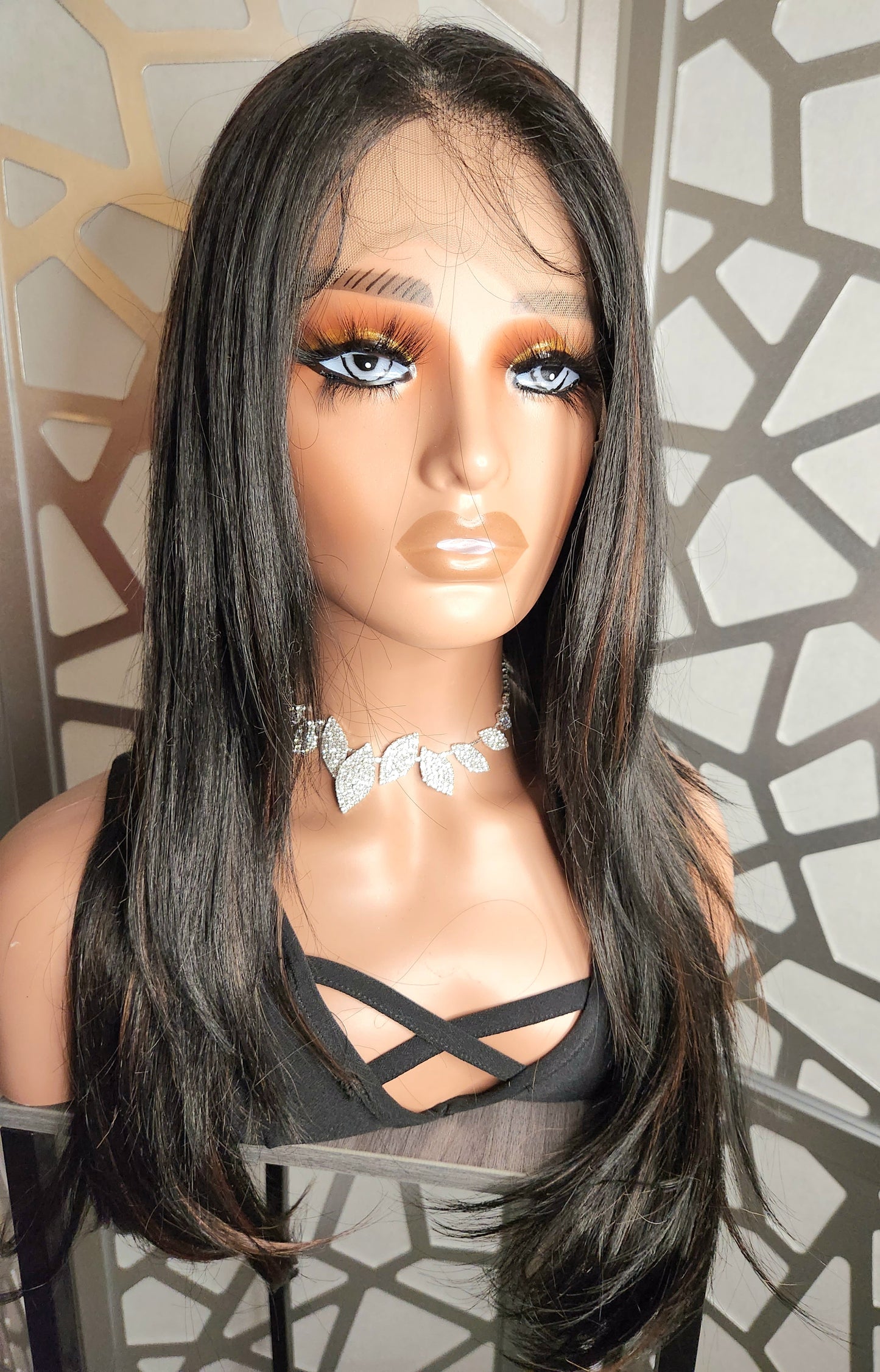 Straight Wig Freeparting Lace Front Wig 13x4 Human Hair Blend Glueless Wig