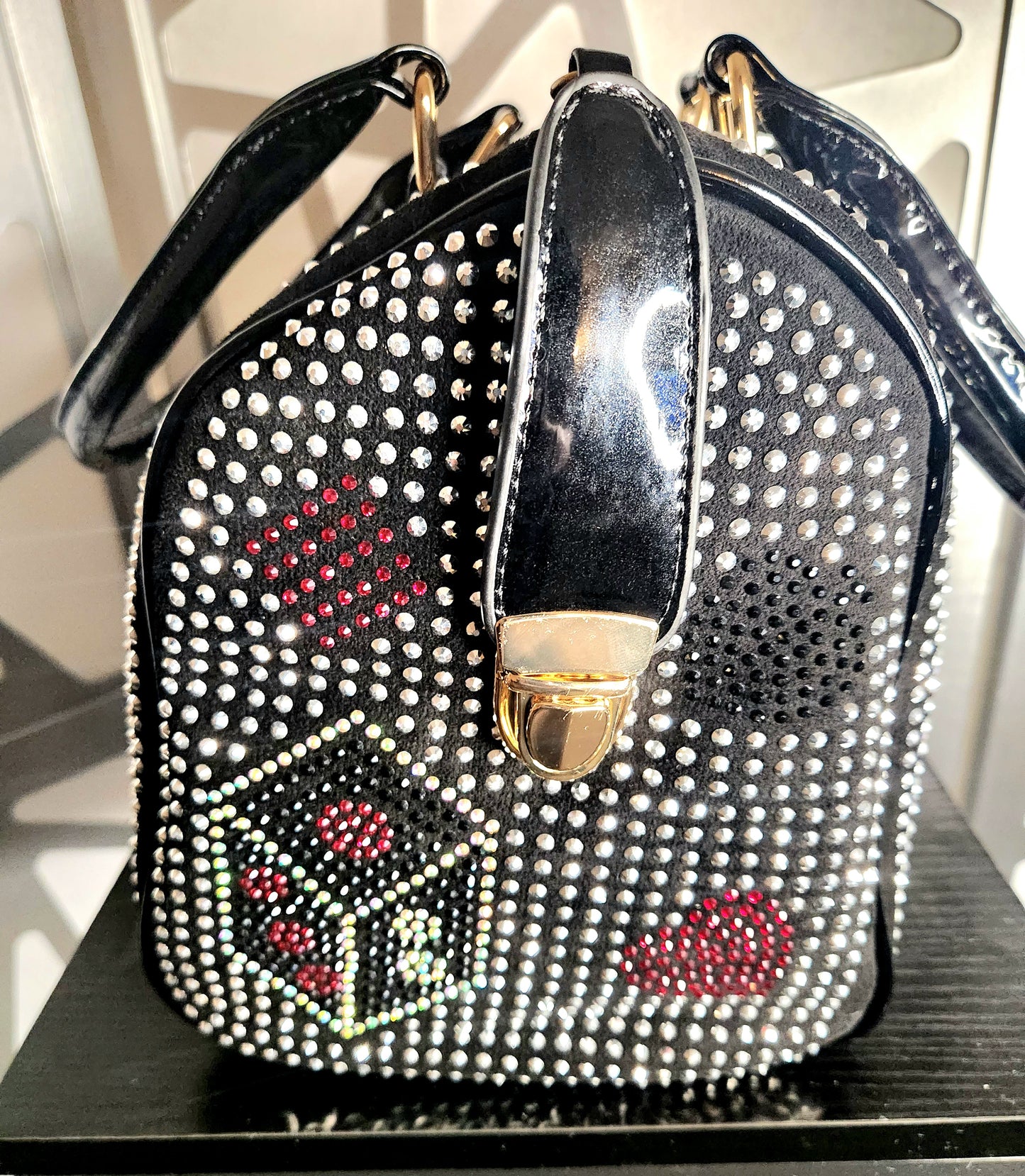 Black Handbag Red Purse Bling Bling Rhinestone RedTote Diamond Bag Blingy Black Purse Gifts for her