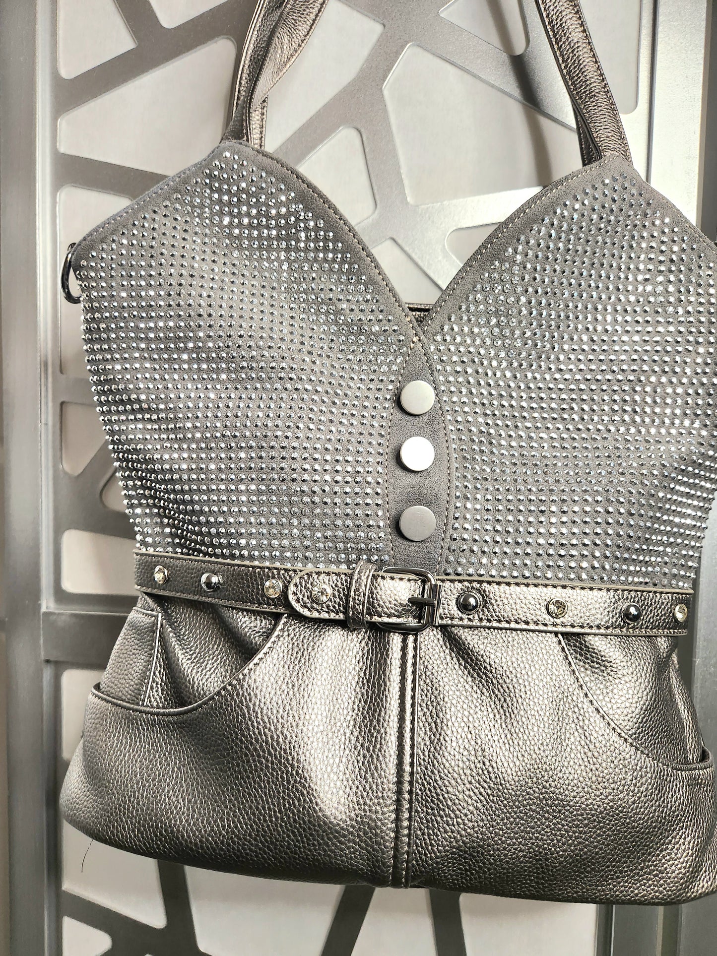 Silver Handbag Bling Purse Gifts For Her Bling Purse Rhinestone Handbag Gray Corset Purse Sparkly Bag