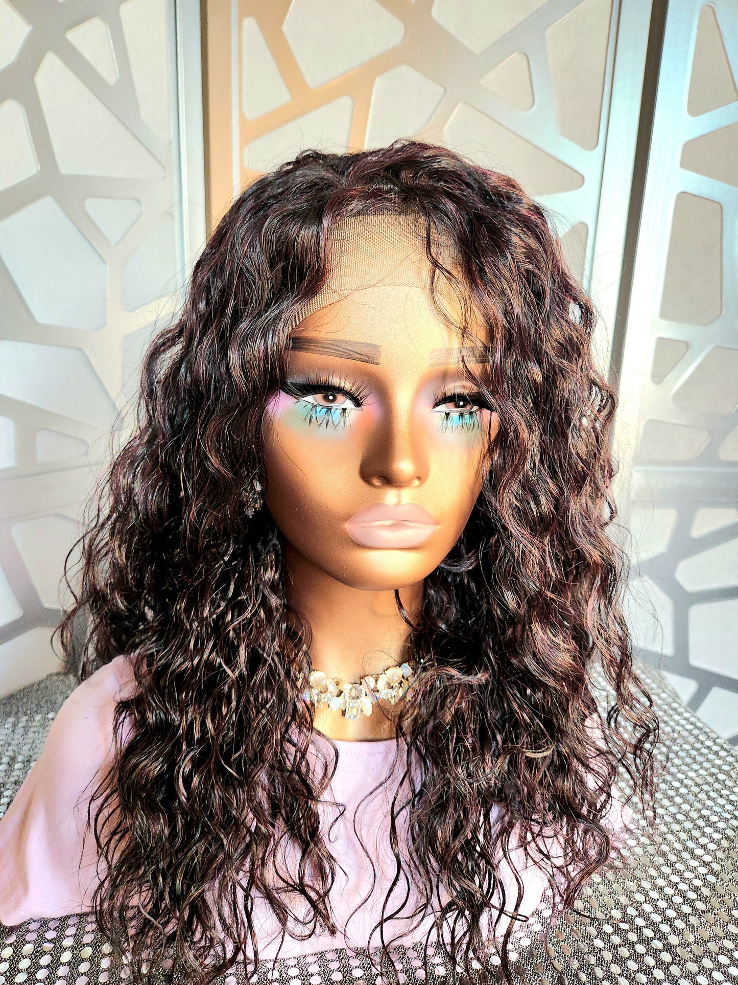 Wavy Lace Front Wig Curly Wig Dark Burgundy 99J Free Parting 13x6 Human Hair Blend Daily Wear Hair Loss Glueless Wig Heat Safe