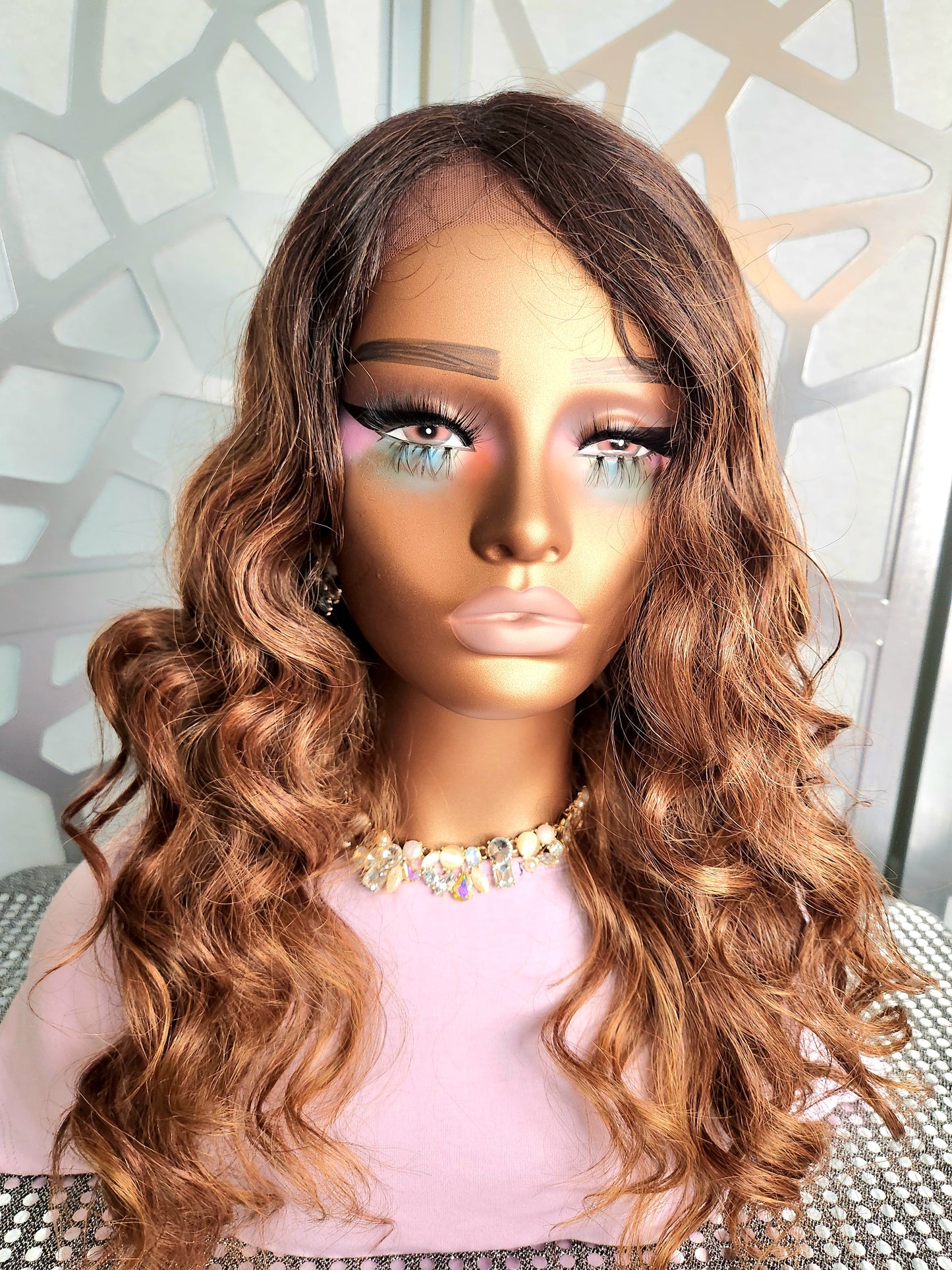 Kinky Wig Wavy Auburn Wig Relaxed Yaki Wig Lace Front Wig Human Hair Blend Glueless Wig Daily Wear Hair Loss Heat Safe