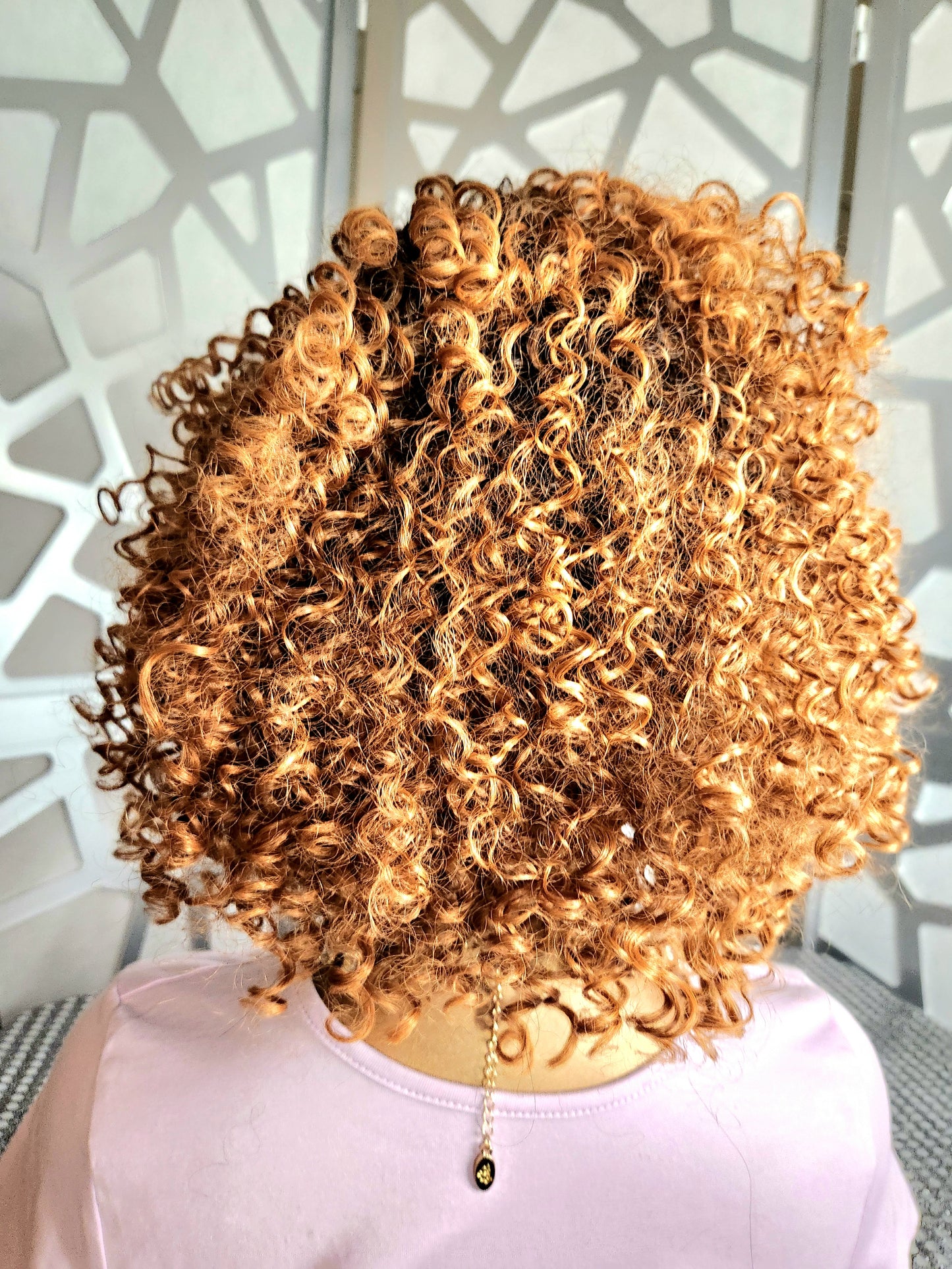 Short Curly Tight Wig Ombre Ginger Wig Lace Front Wig Human Hair Blend Glueless Wig Daily Wear Hair loss Heat Safe