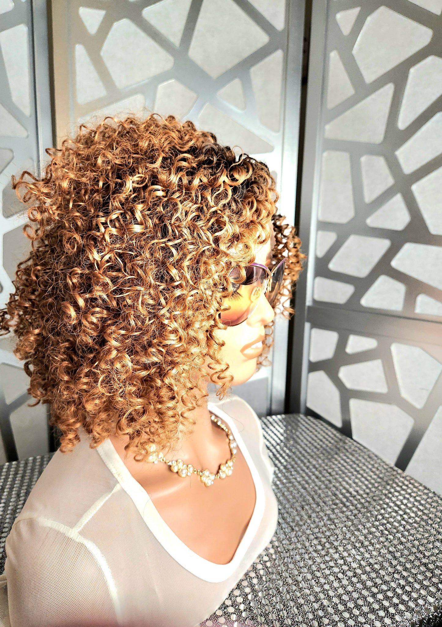 Short Curly Tight Wig Ombre Ginger Wig Lace Front Wig Human Hair Blend Glueless Wig Daily Wear Hair loss Heat Safe