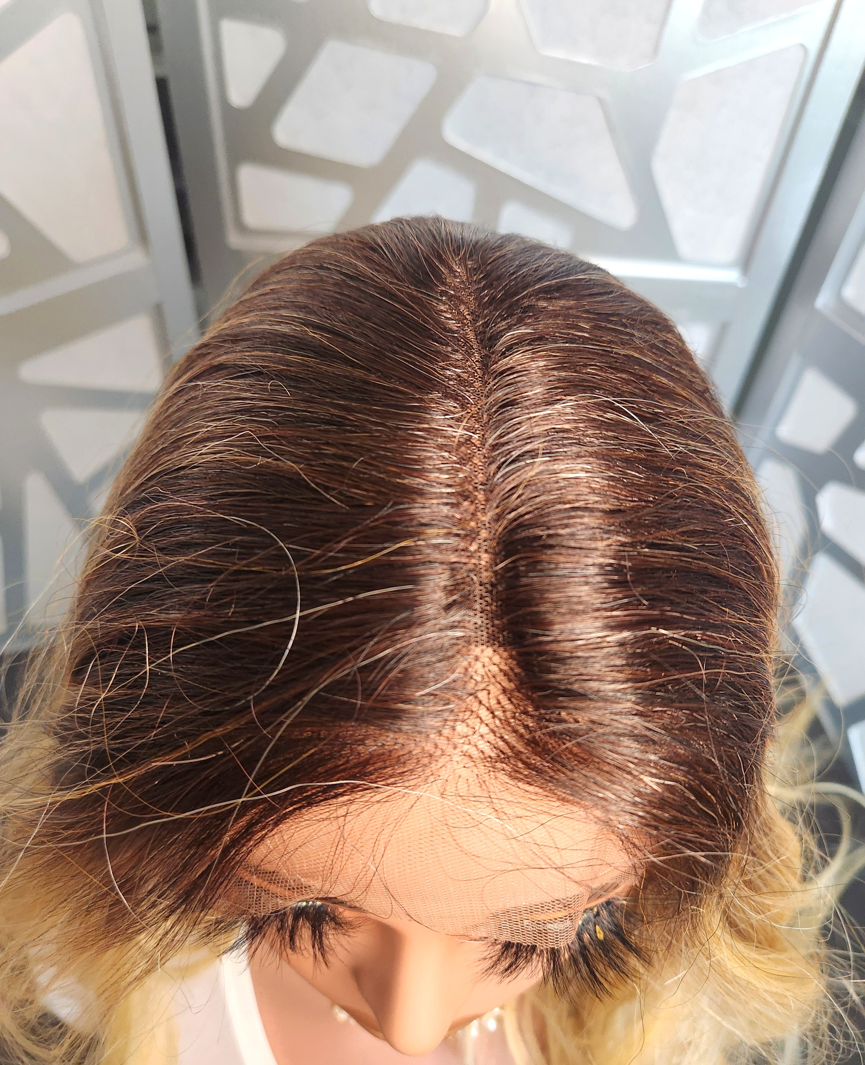 Ombre Lace Front Wig Human Blend Straight Roots cheapest Brown Ombre Blonde Glueless Heat