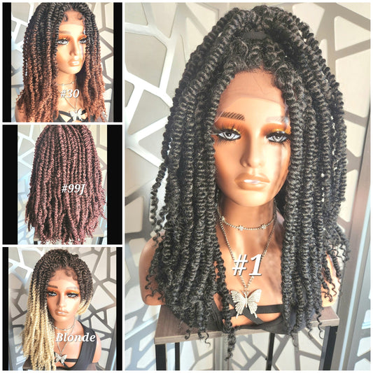 Twist wig Freeparting Lace Front Wig Dreadlocks Twist Braid Wig Human Hair Blend