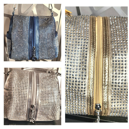 Bling Bling Silver Gold Demin Rhinestone Handbag Small Crystal Bag Blingy Purse Sparkling