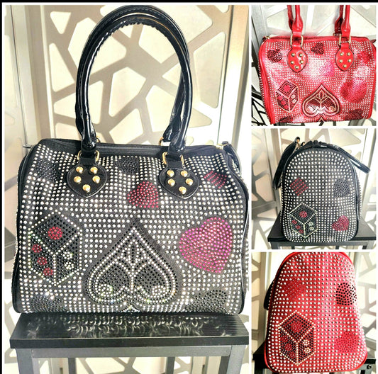 Black Handbag Red Purse Bling Bling Rhinestone RedTote Diamond Bag Blingy Black Purse Gifts for her