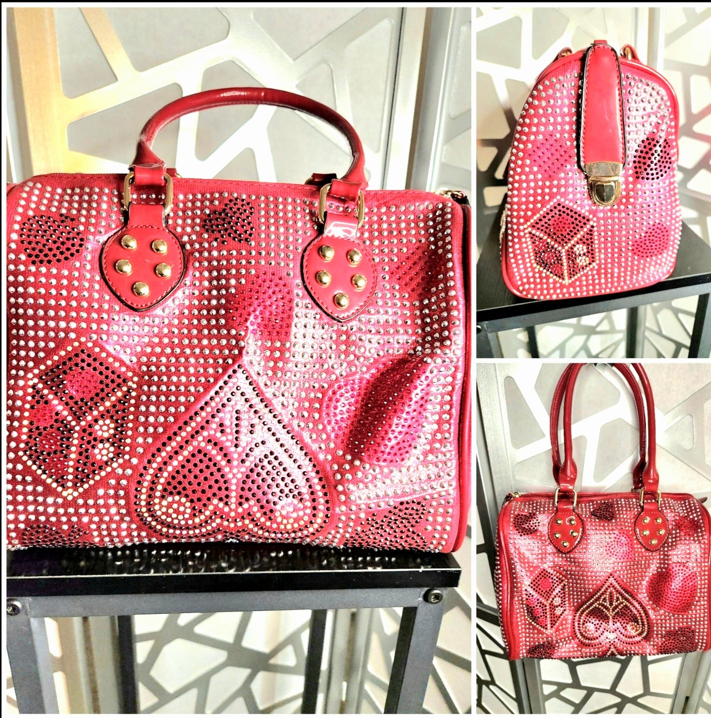 Black Handbag Red Purse Bling Bling Rhinestone RedTote Diamond Bag Blingy Black Purse Gifts for her